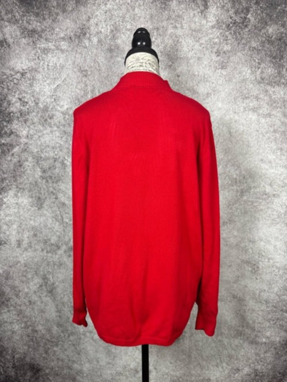 Allison Daley Red Cable Knit Mock Neck Sweater XL Classic Holiday - Picture 4 of 9
